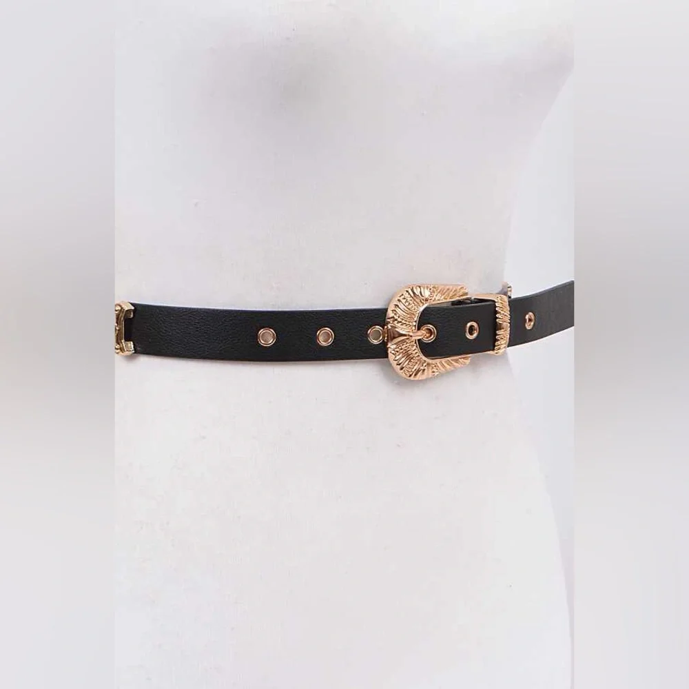 Vegan Leather Chain Statement Belt